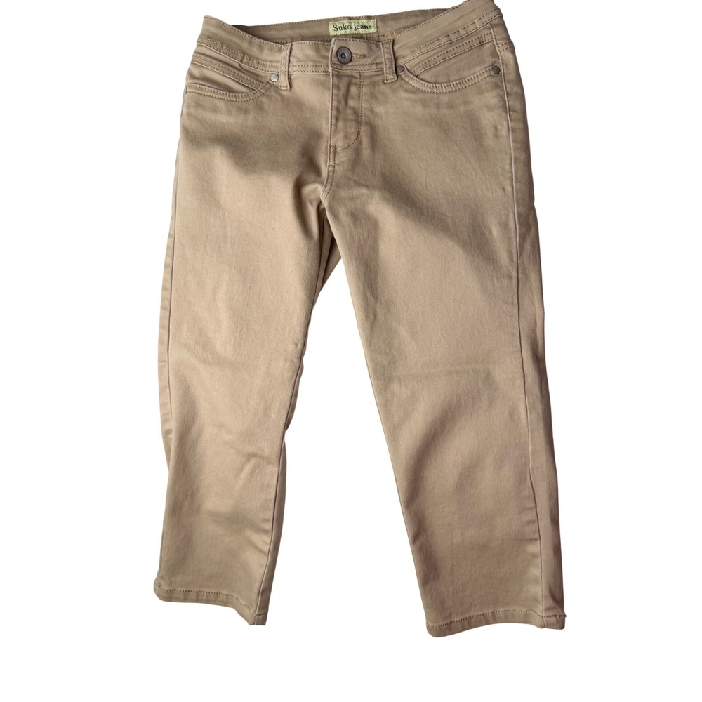 Suko Jeans Tan Capris Y2K Cropped Pants Stretch Khaki Neutral Minimalist 6